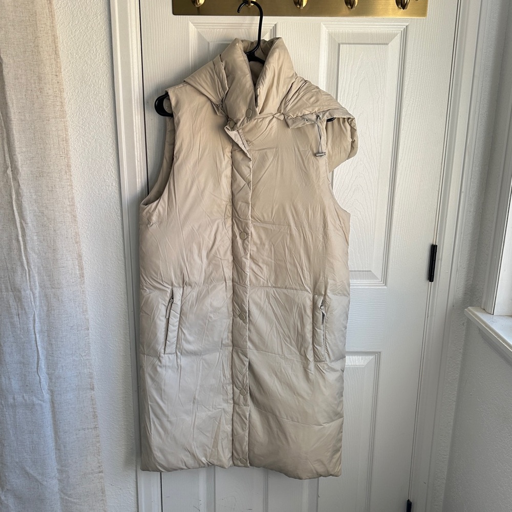 Anthropologie Long Cream Puffer Vest